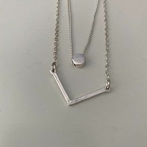 20 inch Silver Layered Necklace Geometric